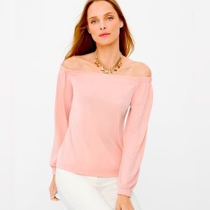 WHBM - Long Sleeve Off The Shoulder Light Pink Top